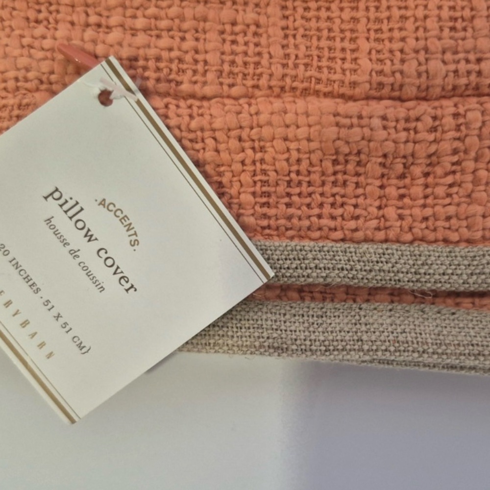 New Pottery Barn Cotton Basketweave Pillow Cover, Orange Marmalade, 20”